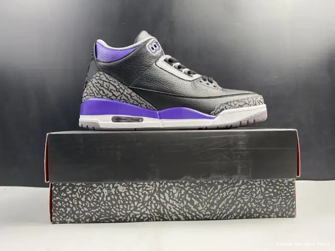 Kicked Out Shoe Store Jordan Black 3 Purple Retro Air 050 Court CT8532 0521